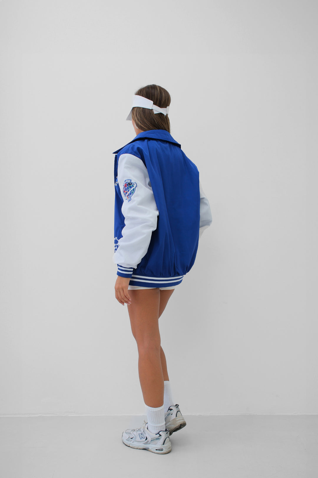 Oversize Polo Yaka Saks Kolej Ceket