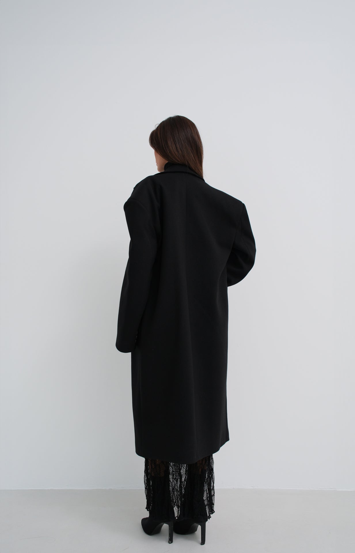 Oversize Black Cashmere Coat 