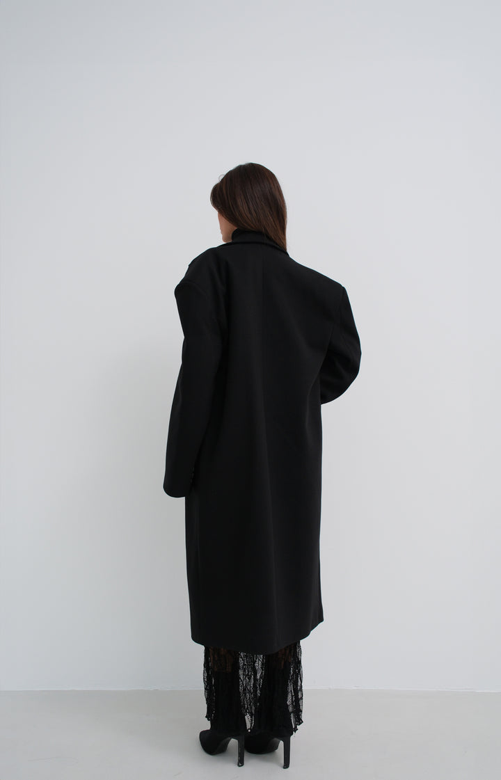 Oversize Black Cashmere Coat