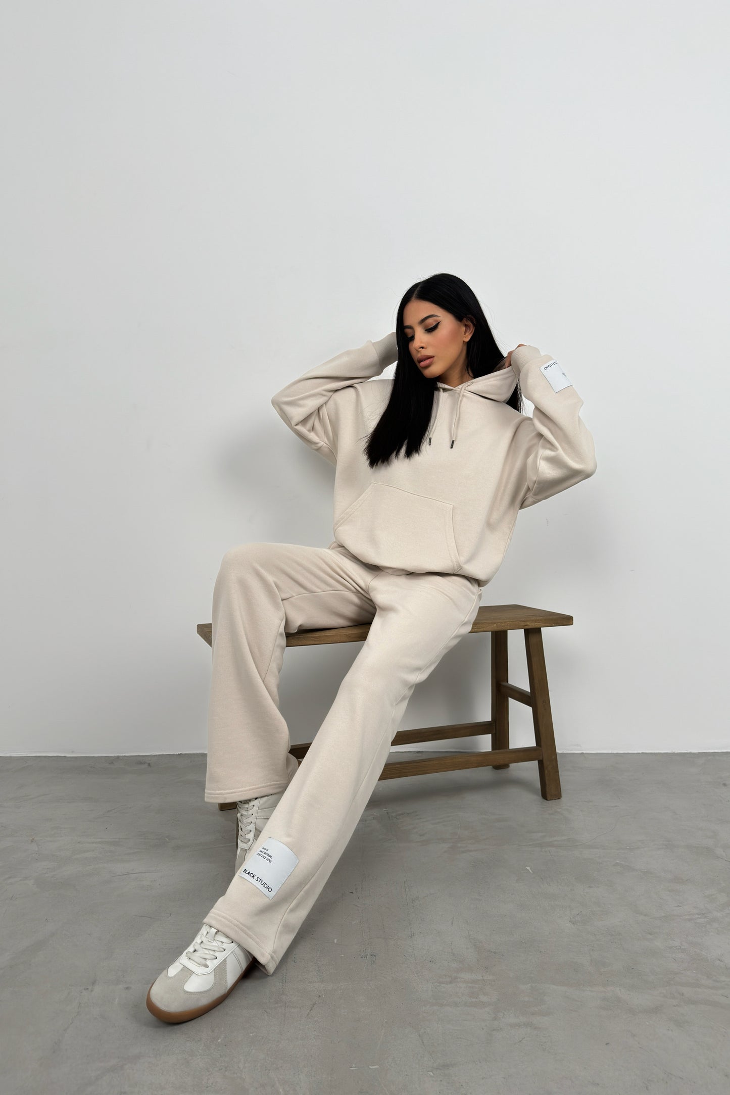 Oversize Sweatshirt Beige Tracksuit 