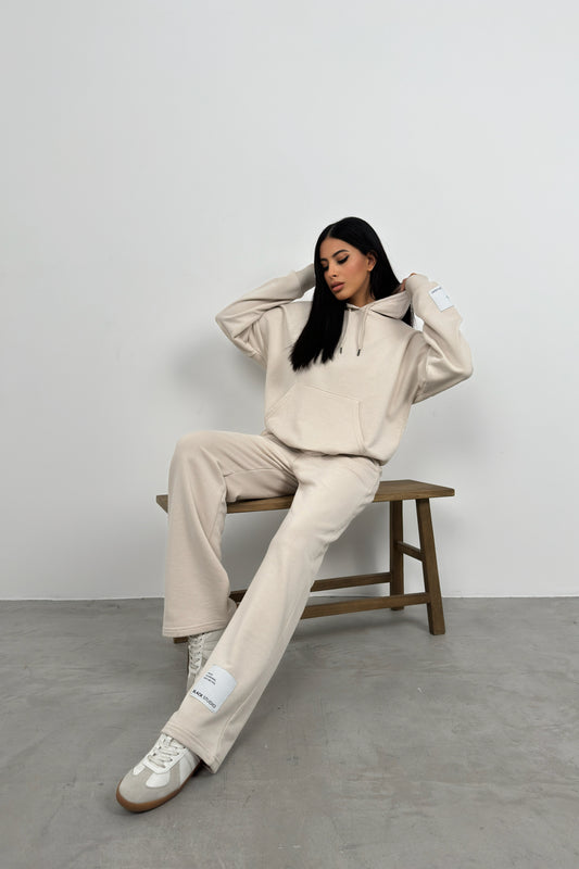 Oversize Sweatshirt Beige Tracksuit 