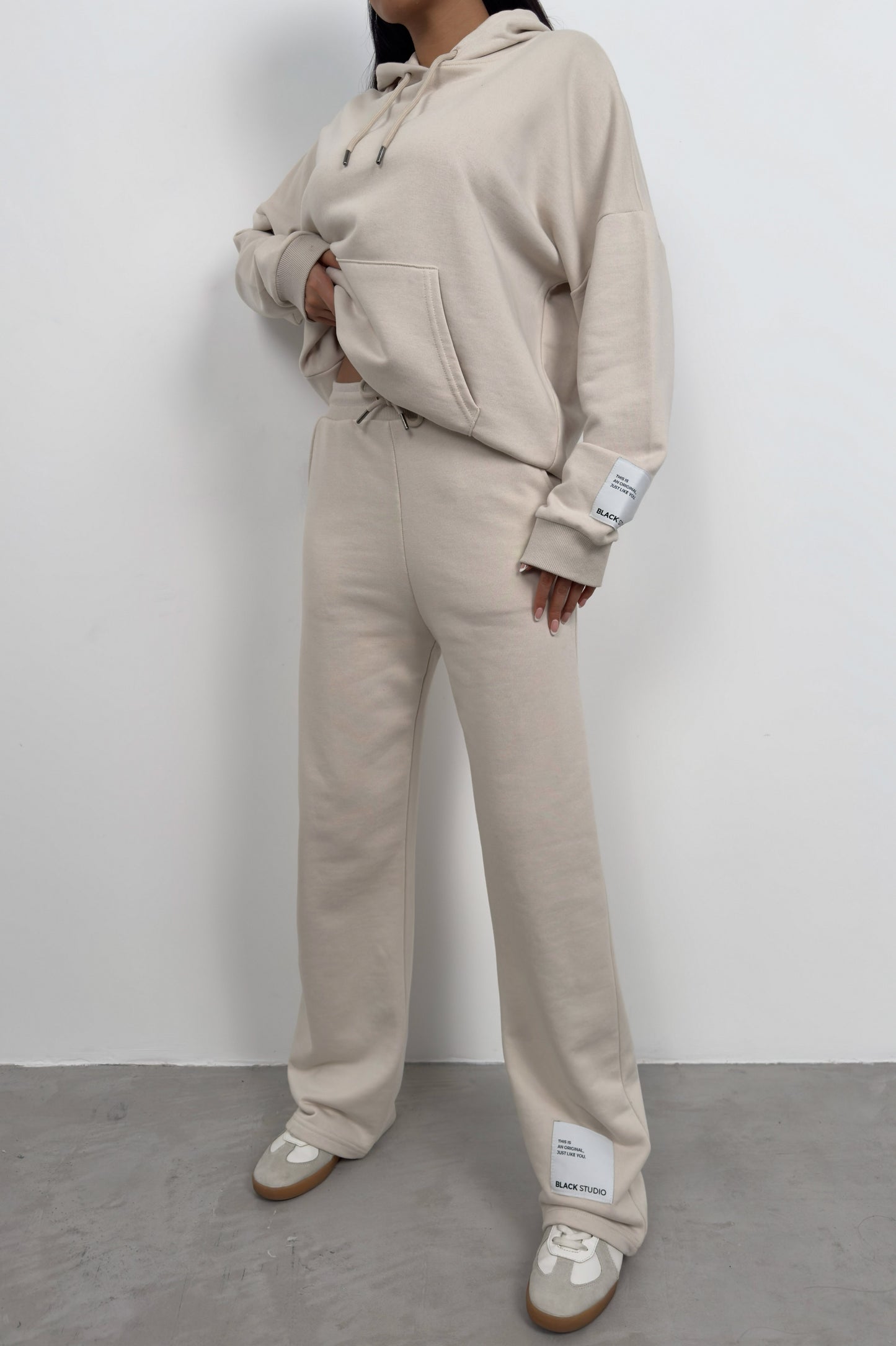 Oversize Sweatshirt Beige Tracksuit 