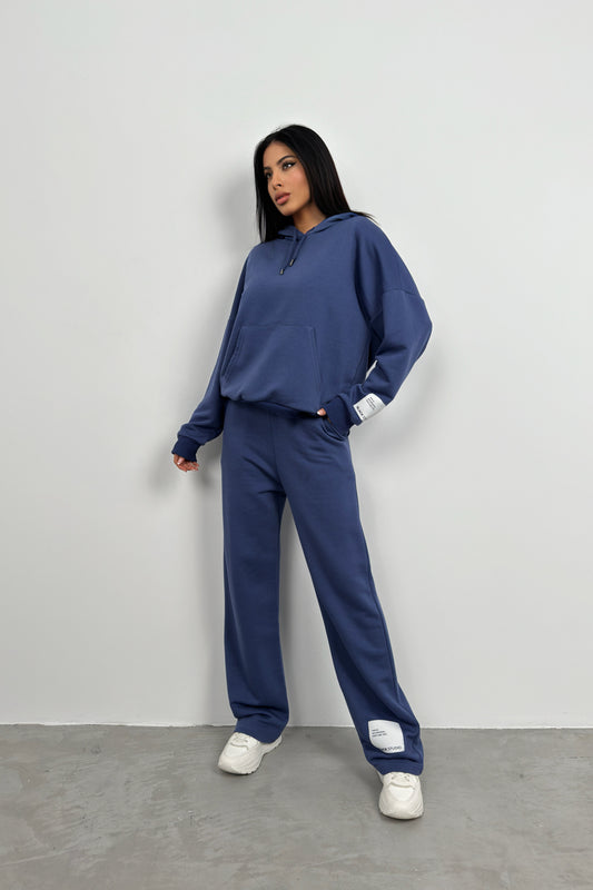 Oversize Sweatshirt Navy Blue Tracksuit 