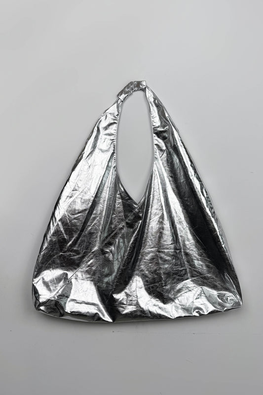 Shiny Silver Pouch Bag 