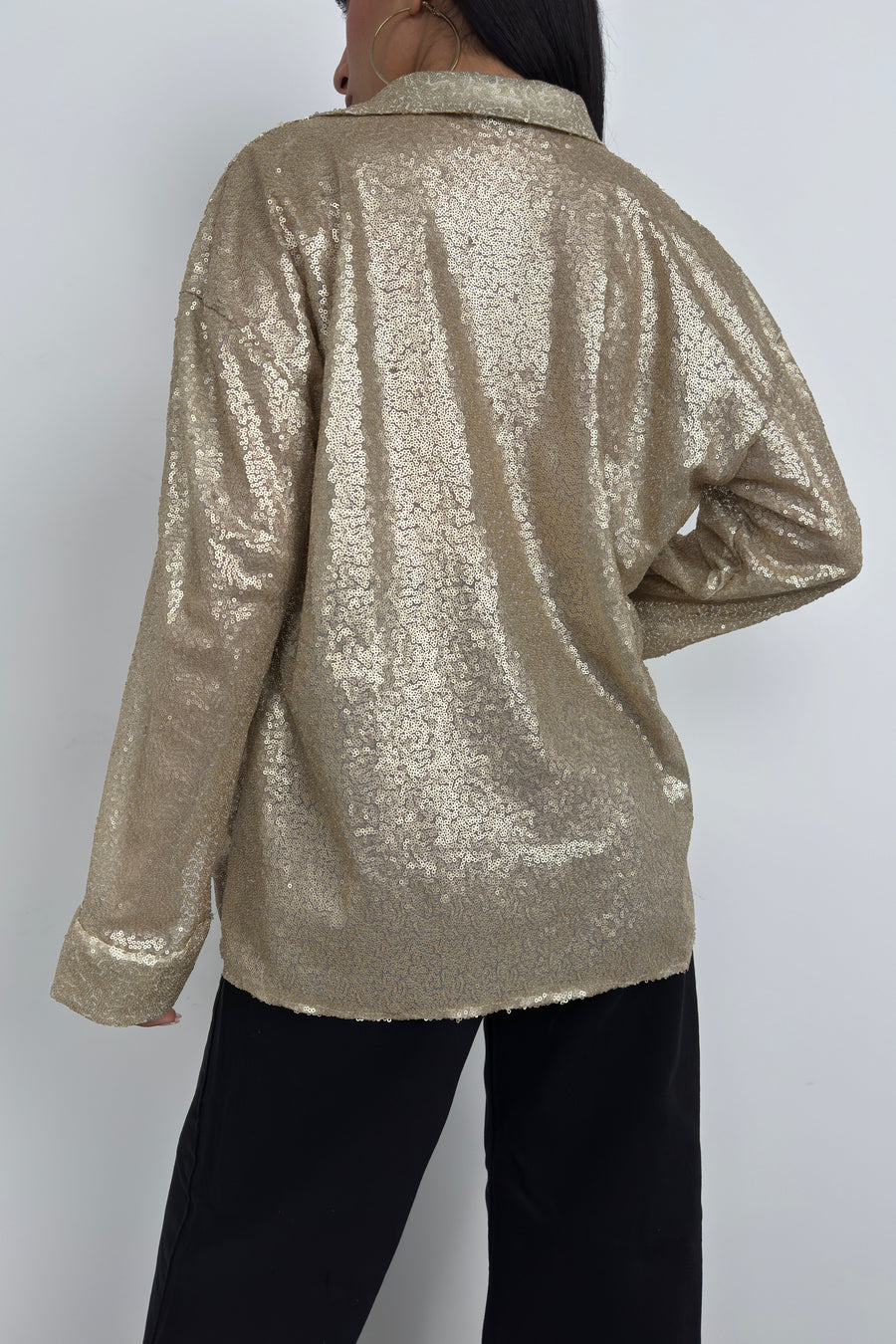 Sequined Gold Oversize Shirt 