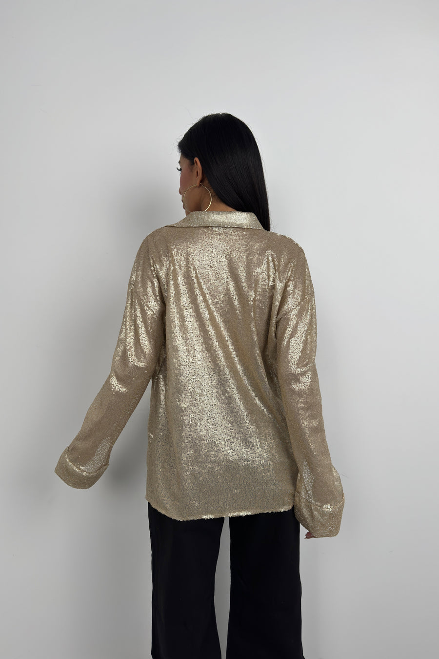 Sequined Gold Oversize Shirt 