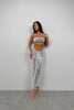 Sequined Strapless Silver Crop Skirt Set 