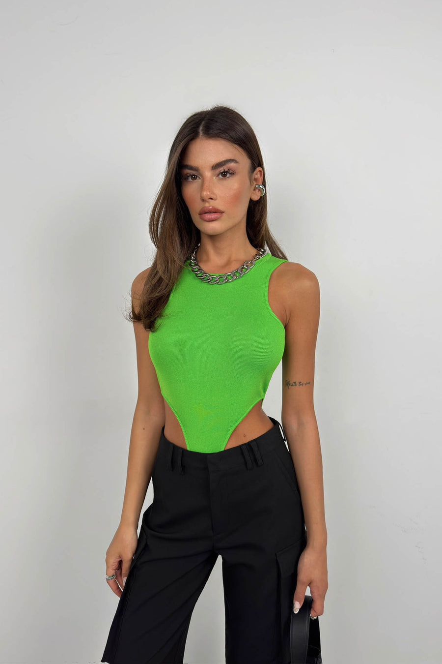 Window Detail Swimmer Lime Bodysuit 