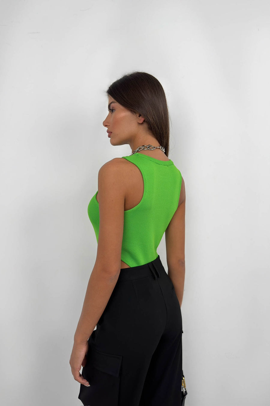 Window Detail Swimmer Lime Bodysuit 