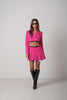 Pleated Skirt Crop Fuchsia Jacket Set 