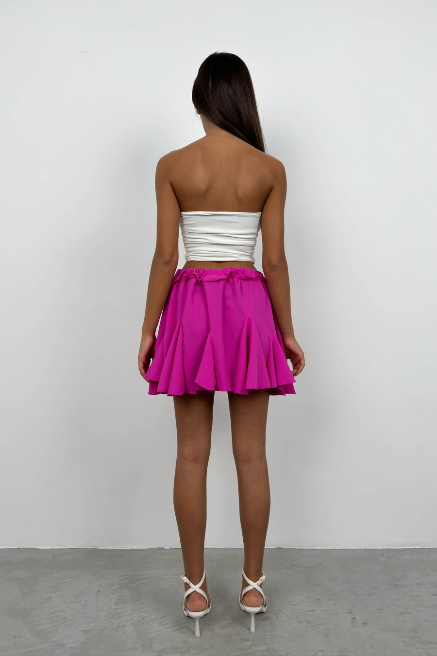 Pleated Fuchsia Mini Skirt 