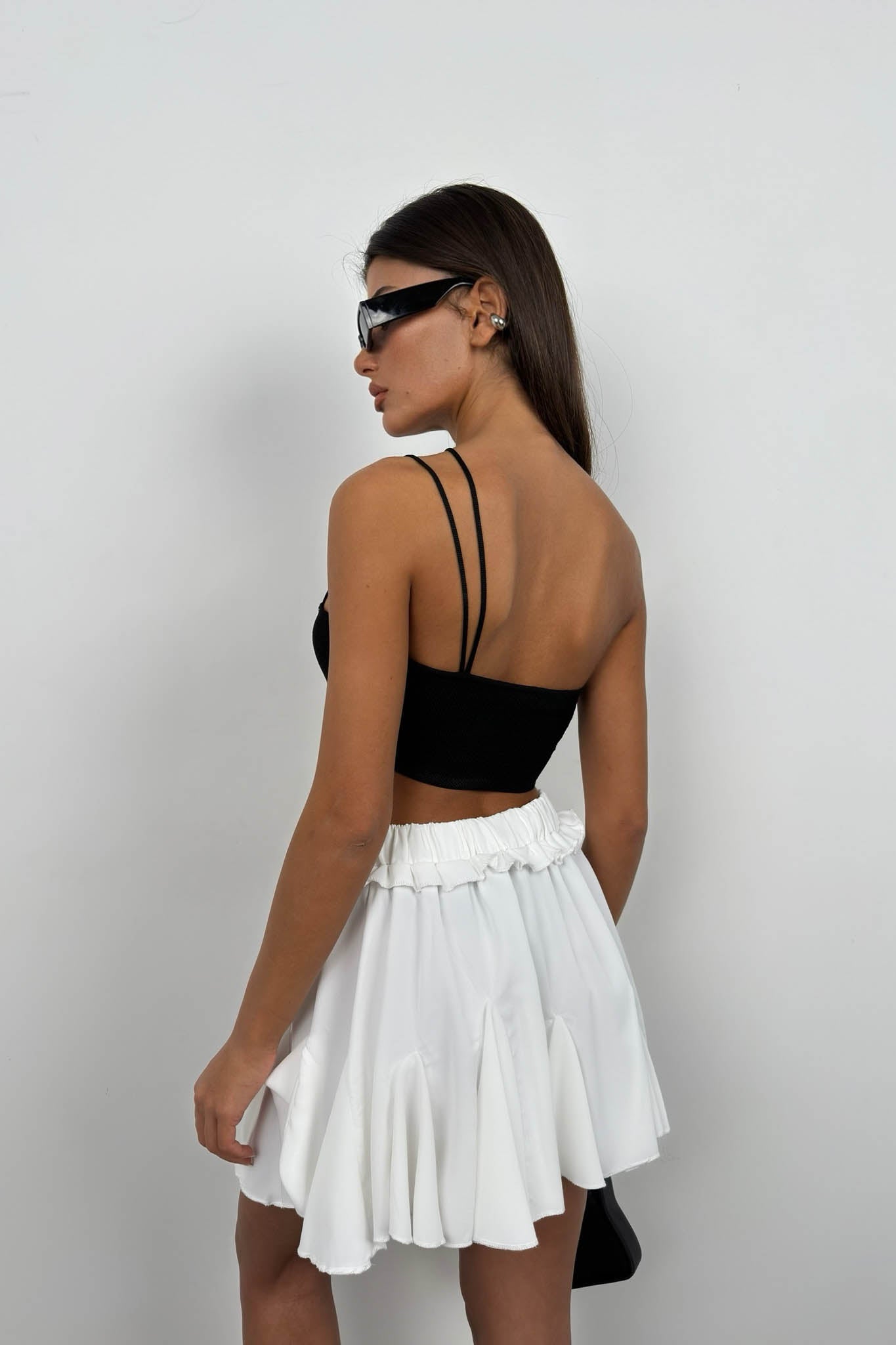 Pleated White Mini Skirt 