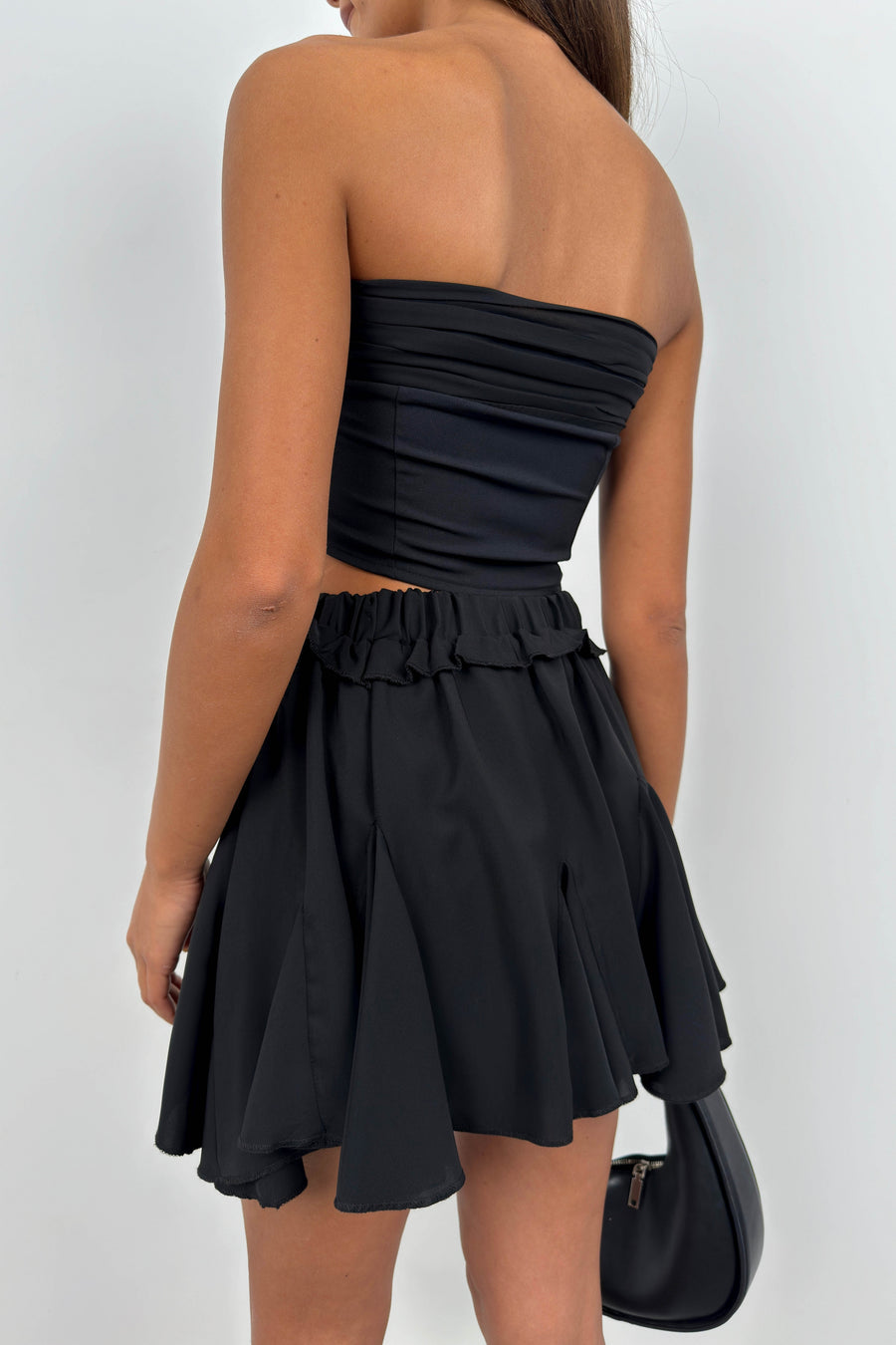 Pleated Black Mini Skirt 