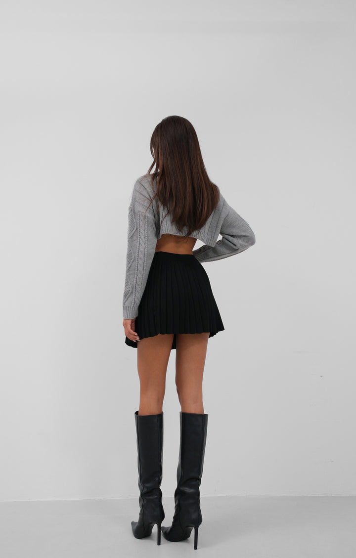 Pleated Black Knit Skirt 