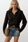 Brown Button-Up Polo Sweater