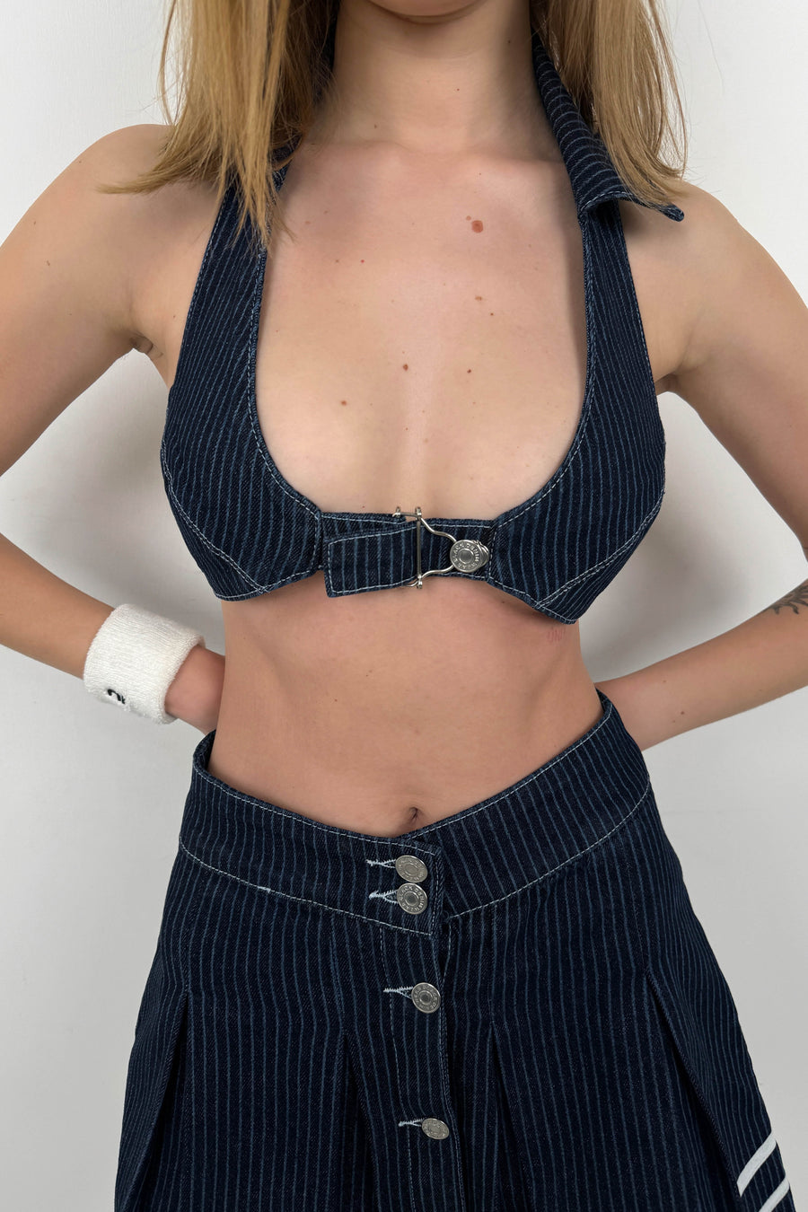 Polo Neck Blue Tiny Crop