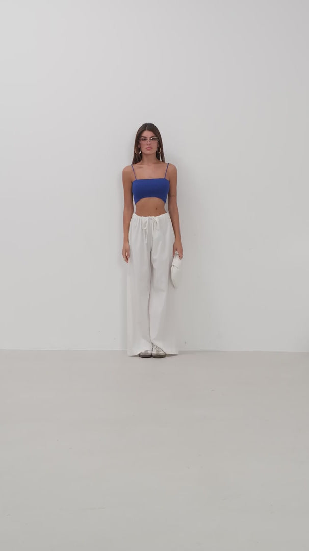 Thin Strap Saxe Crop Top