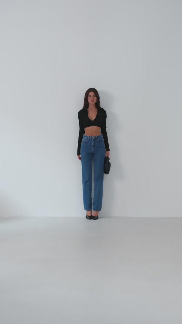 High Waist Skinny Leg Dark Blue Jeans 