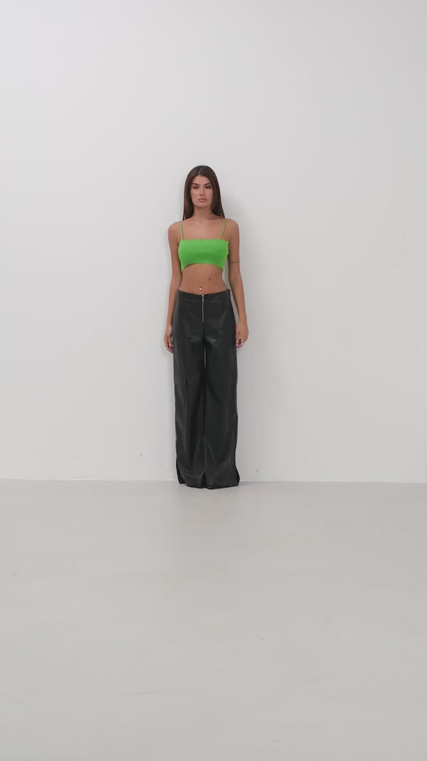 Thin Strap Green Crop Top