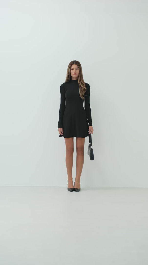 Long Sleeve A-Line Black Dress 