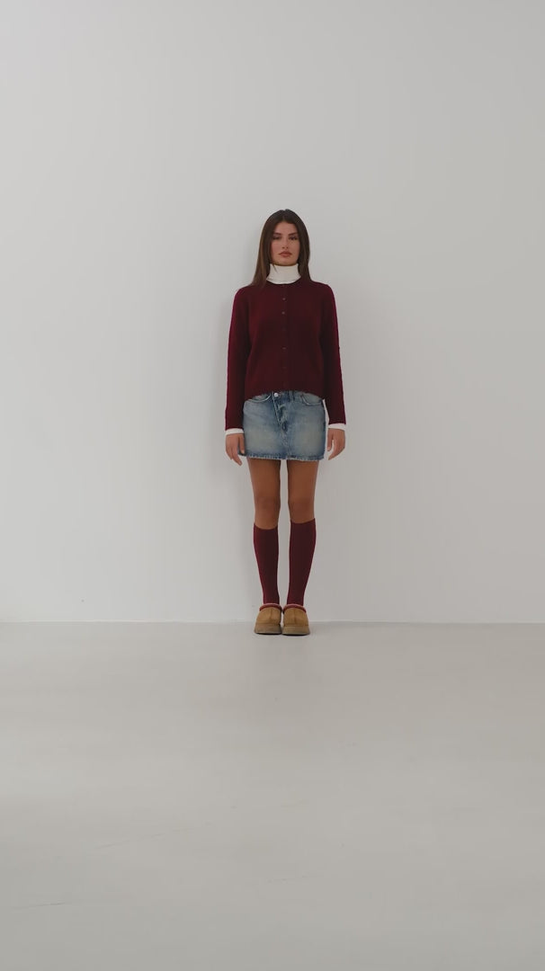 Oversize Basic Bordo Hırka