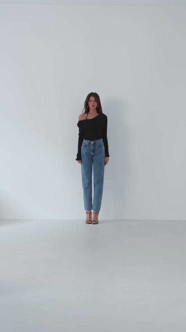 High Waist Skinny Leg Blue Jeans 