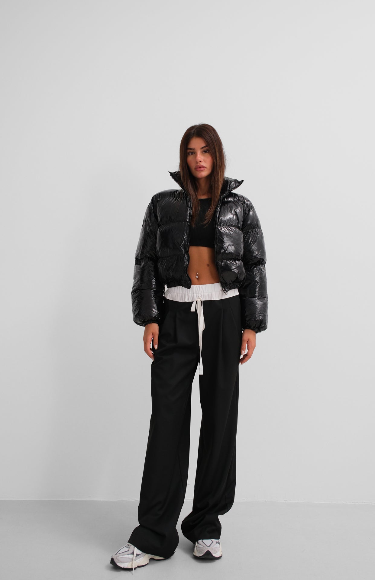 Patent Leather Black Puffer Jacket 