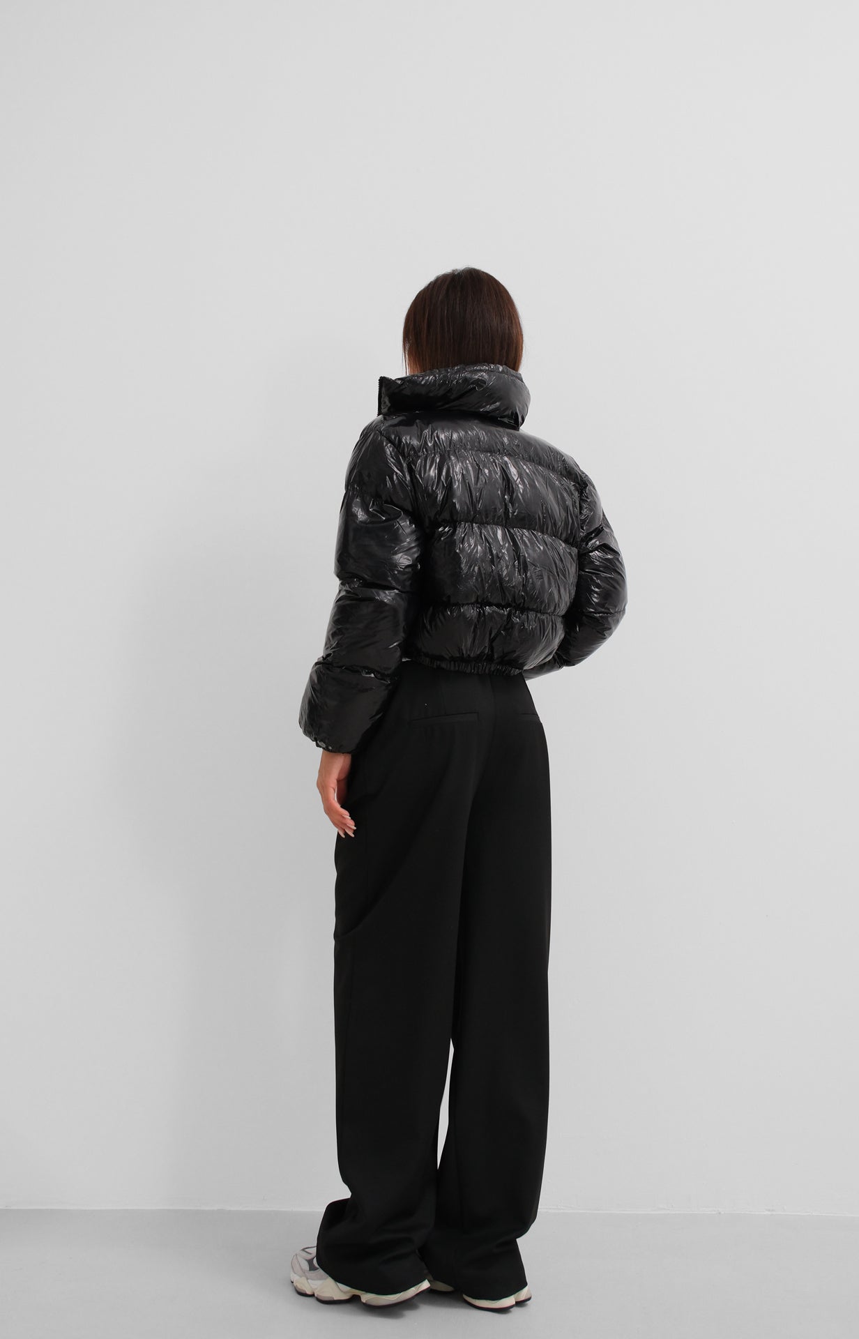 Patent Leather Black Puffer Jacket 