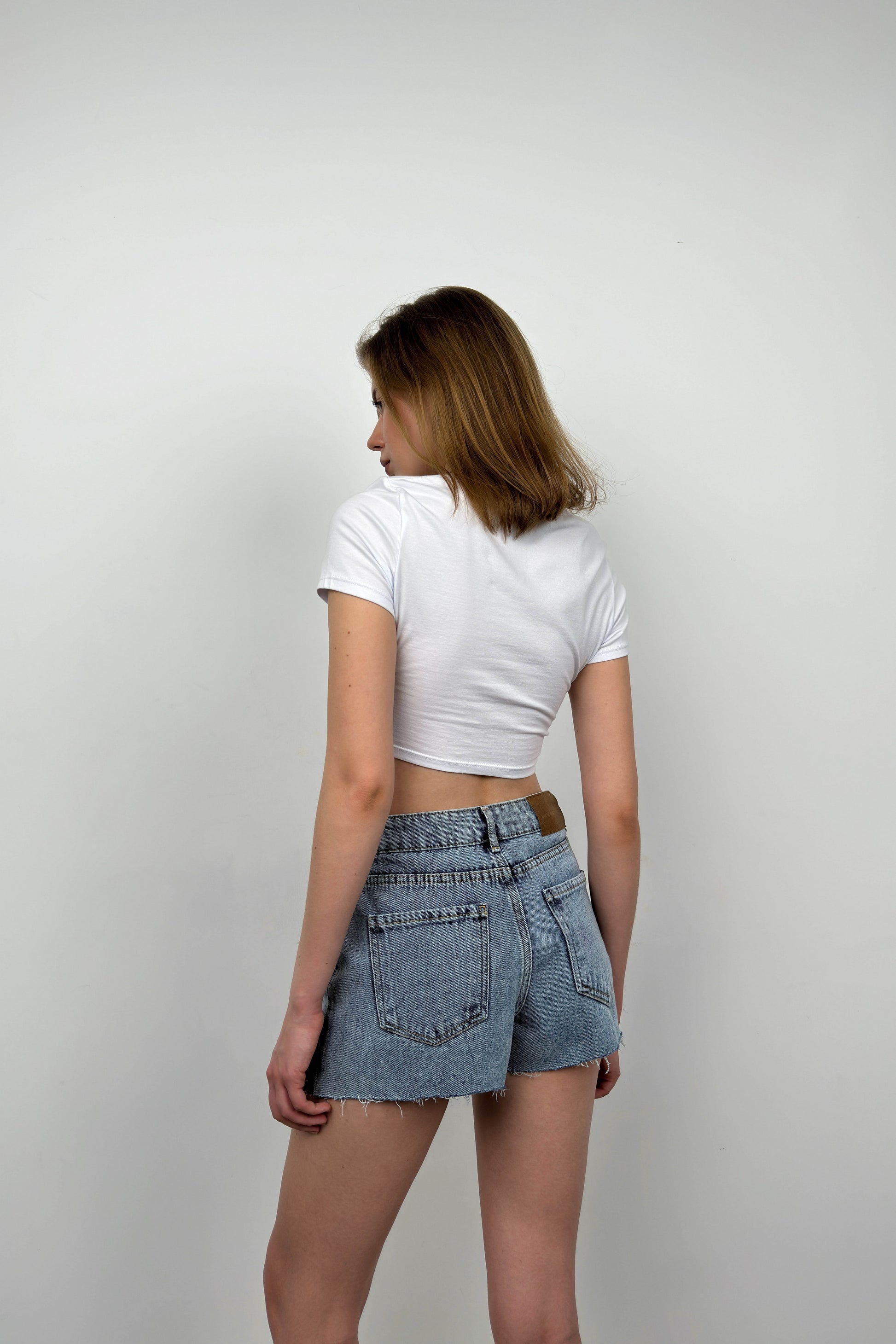 Fringed Blue Denim Shorts 