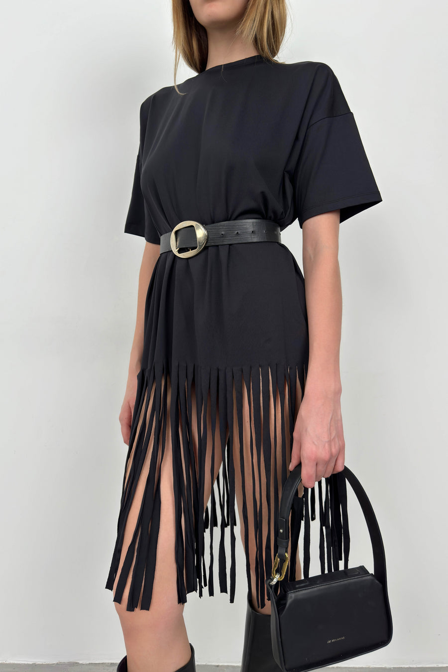 Black Fringed Tunic Dress 