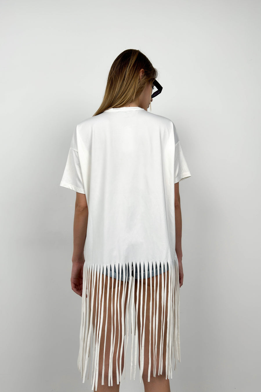 Fringed Ecru Tunic Dress 