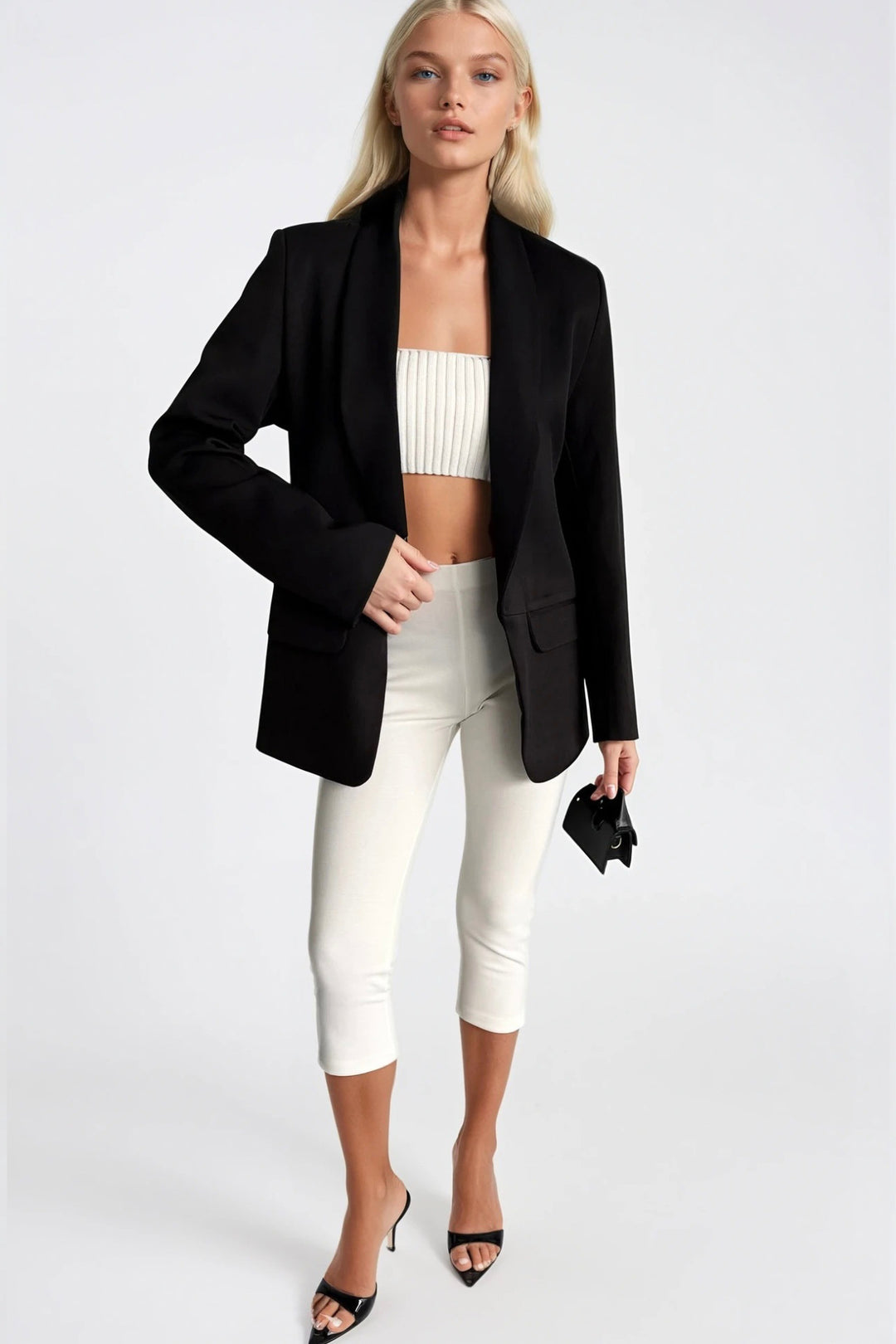 Şal Yaka Astarlı Siyah Blazer Ceket