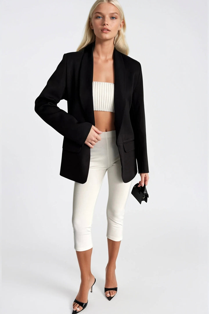 Şal Yaka Astarlı Siyah Blazer Ceket