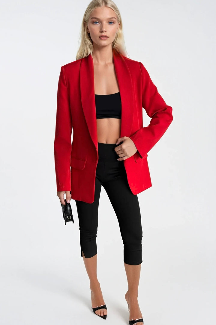 Şal Yaka Astarlı Kırmızı Blazer Ceket