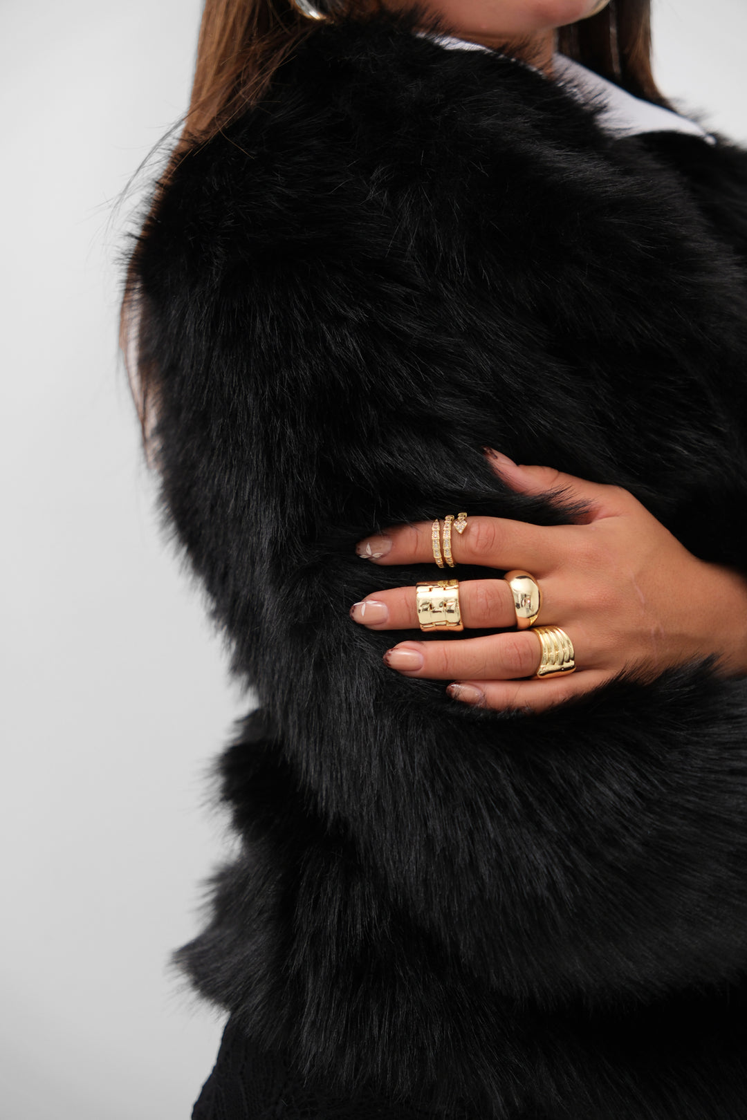 Shawl Collar Plush Black Jacket 