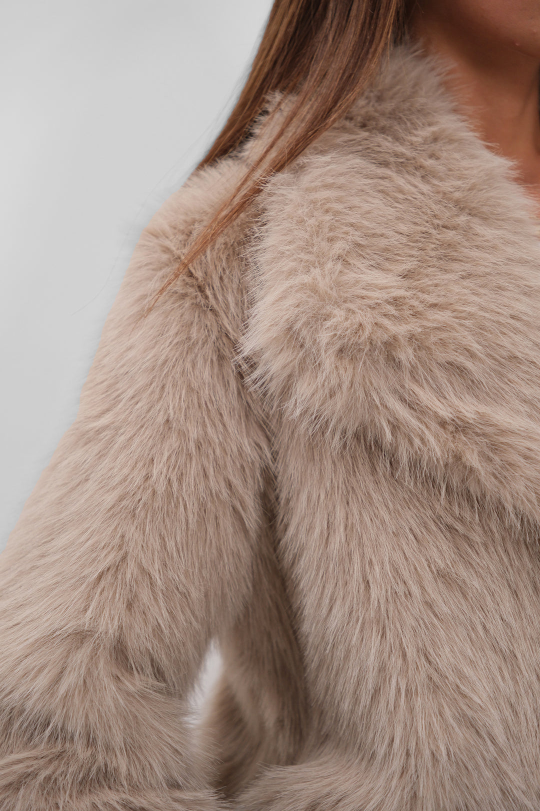 Shawl Collar Plush Beige Jacket 