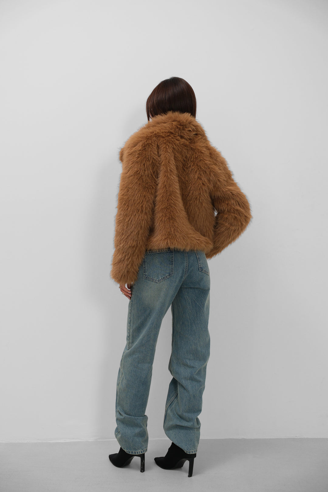 Shawl Collar Plush Brown Jacket 