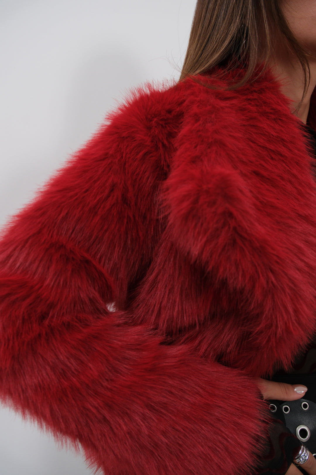 Shawl Collar Plush Red Jacket