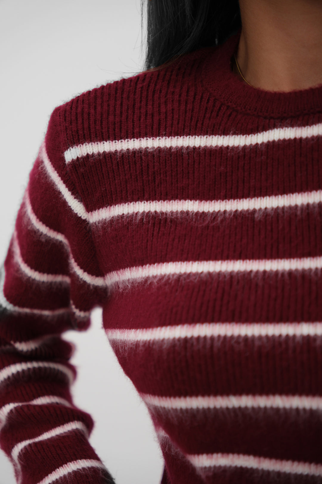 Raised Striped Burgundy Sweater 