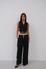 Satin Trim Low Waist Striped Trousers 