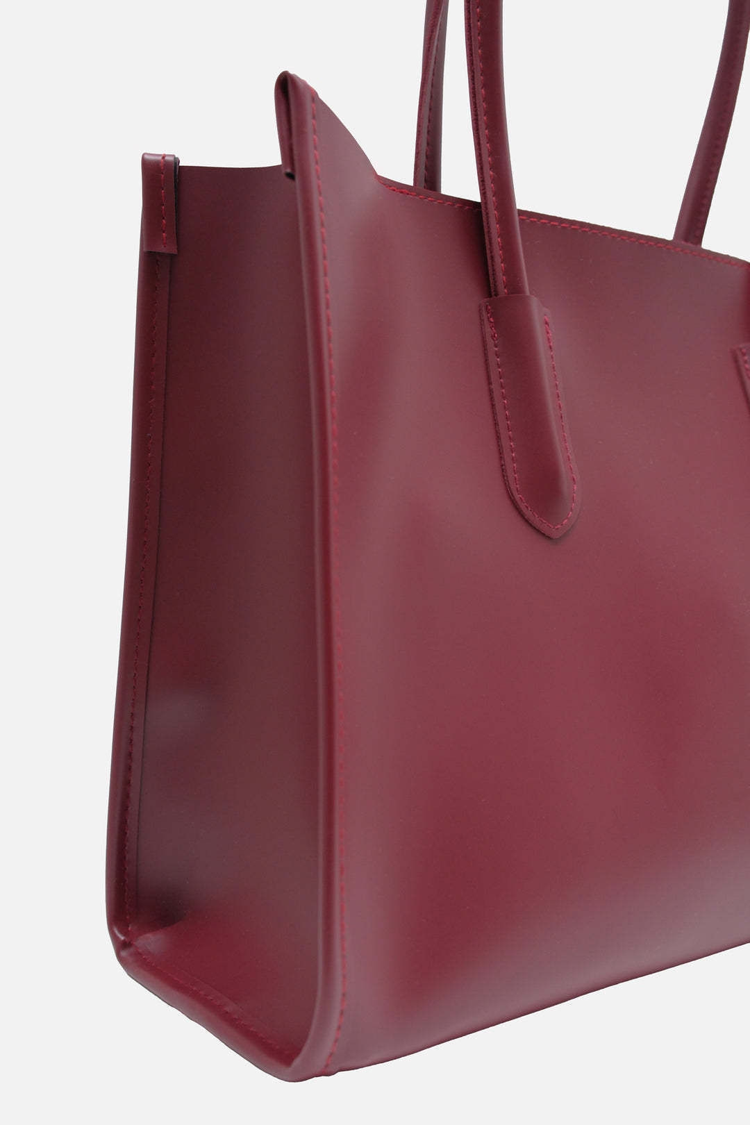 Shopping Leather Dusty Claret Red Bag