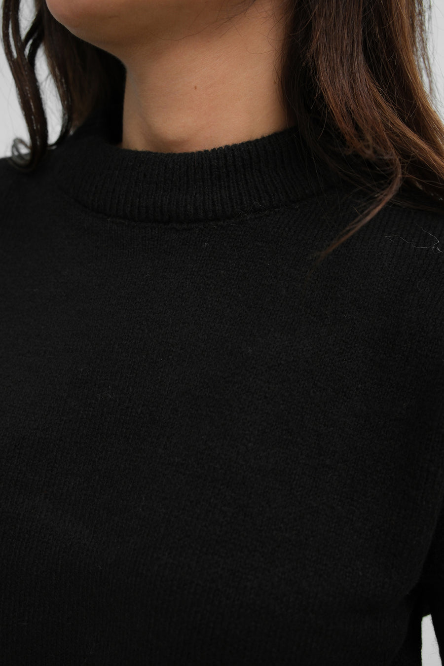 Zero Collar Black Crop Knit Sweater 