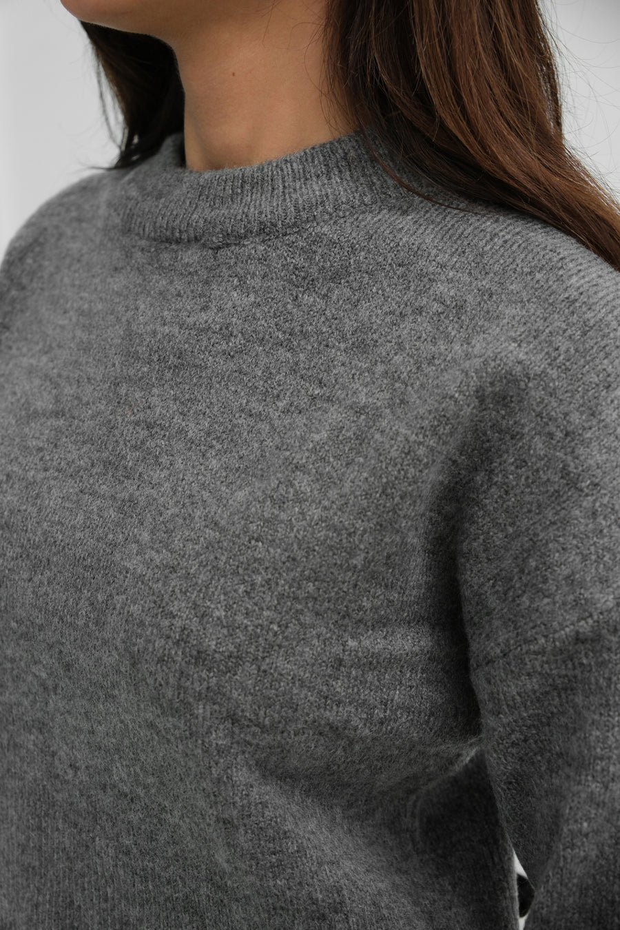 Zero Collar Gray Crop Knitwear Sweater 