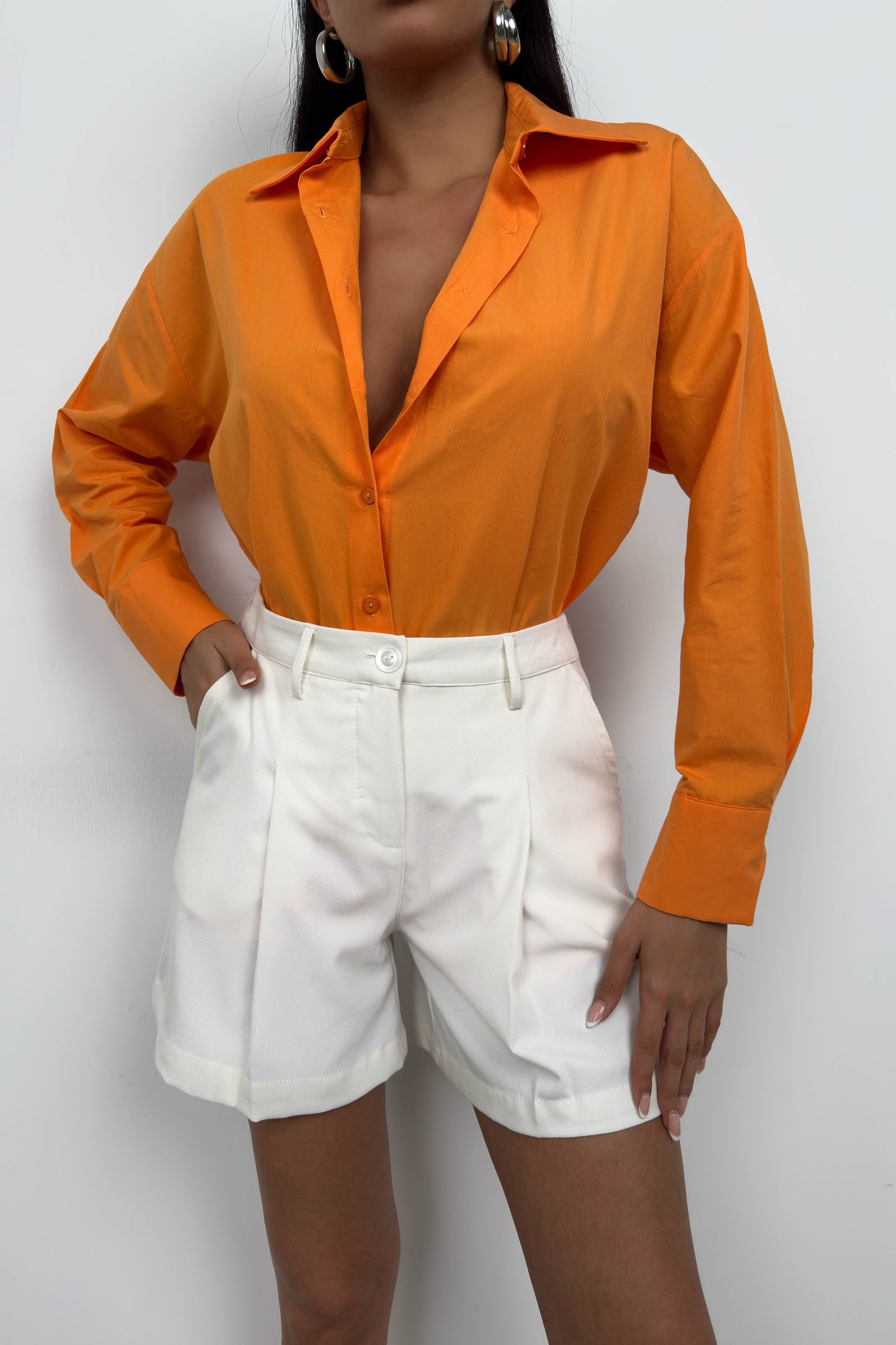 Orange Lace-Up Shirt with Low Back 