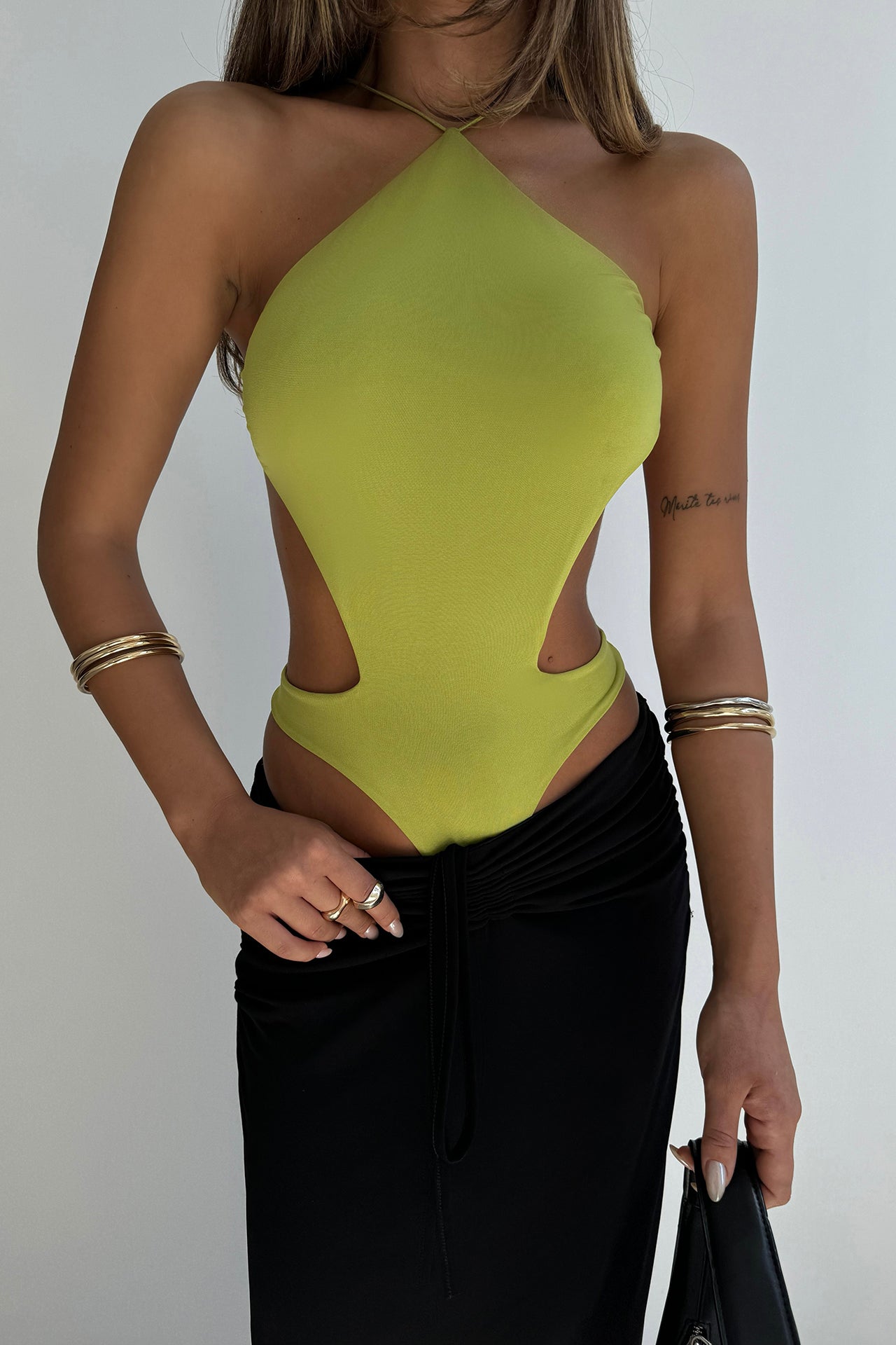 Sırt Detay Lime Bodysuit