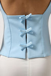 Back Ribbon Detail Baby Blue Blouse 