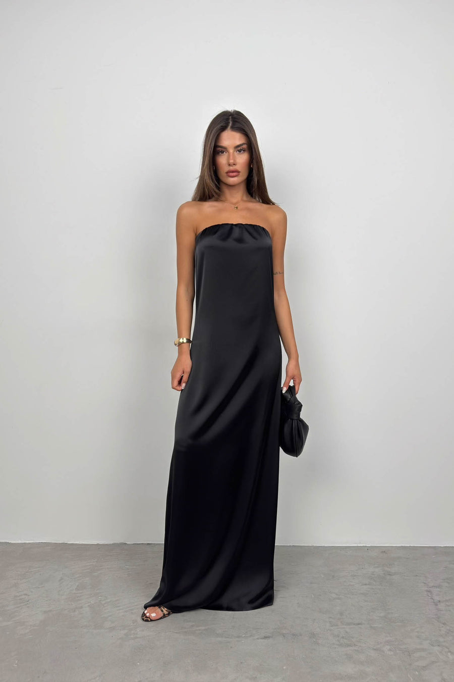 Strapless Backless Black Maxi Dress 