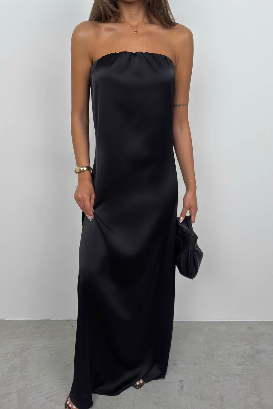 Strapless Backless Black Maxi Dress 