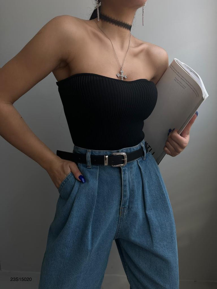 Strapless Knitted Blouse 