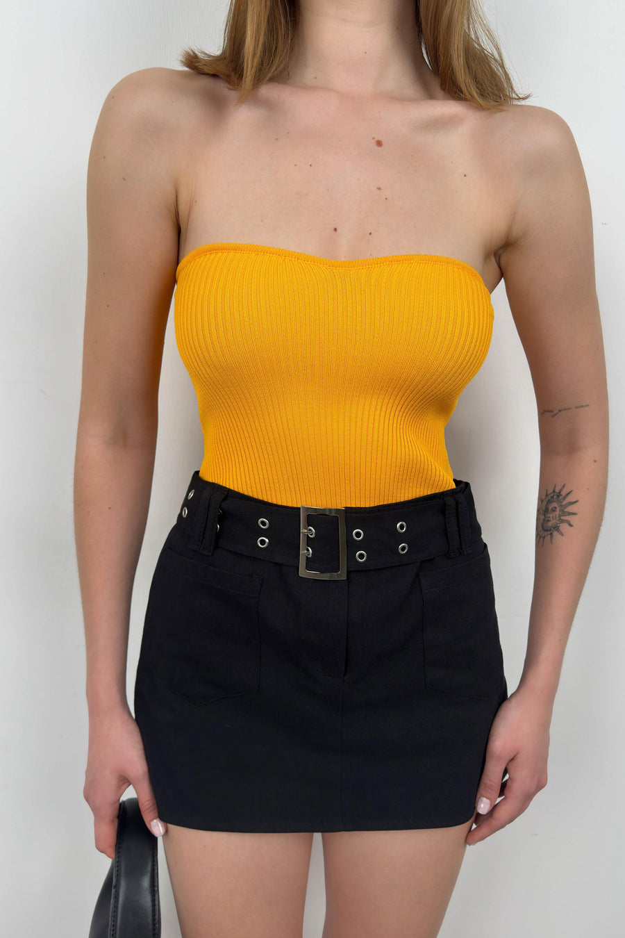 Strapless Mango Knit Blouse 